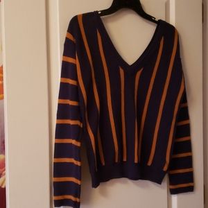 Forever 21 Size Striped Sweater blue n gold Small